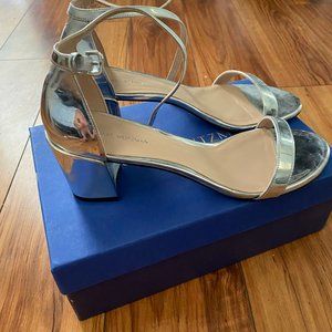Stuart Weitzman Simple Sandals Silver 9.5 B - NWT